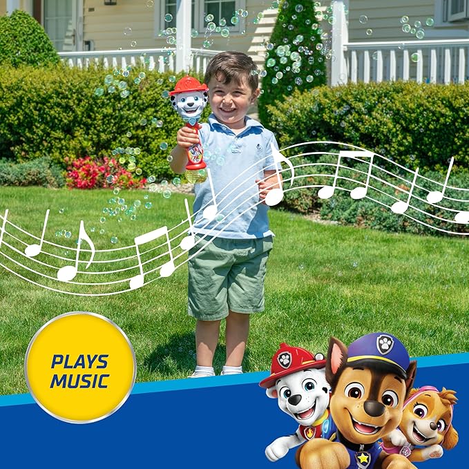Little Kids Paw Patrol Marshall Light and Sound Musical Bubble Wand, Includes Bubble Solution