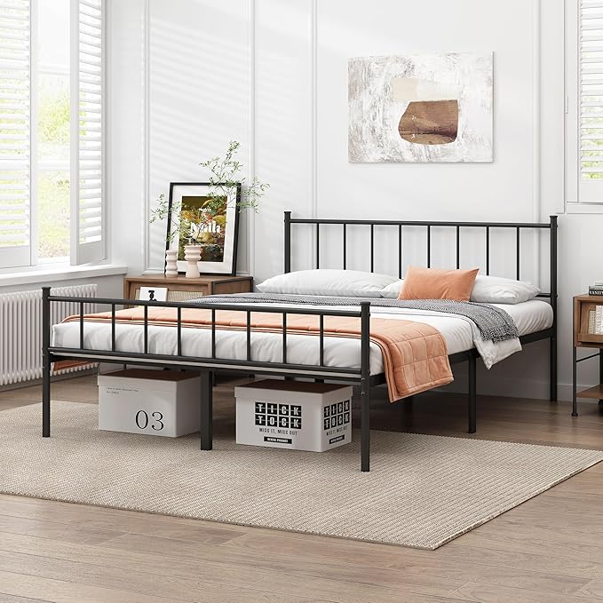 DIIYIV Full Bed Frame-Classic Metal Platform Bed Frame,Mattress Foundation with Steel Slat Support,Under Foundation Storage,No Box Spring Needed, Easy Assembly, Full Size