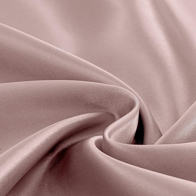 Homiest 4pcs Satin Sheets Set Luxury Silky Satin Bedding Set with Deep Pocket, 1 Fitted Sheet + 1 Flat Sheet + 2 Pillowcases (Full Size, Rose Gold)