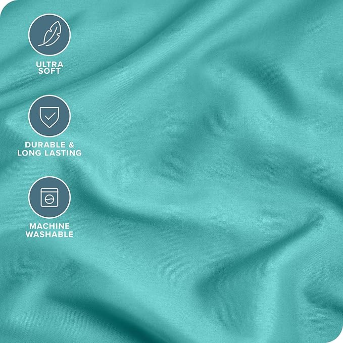 Bare Home Microfiber Pillow Cases - King Size Set of 2 - Cooling Pillowcases - Double Brushed - Turquoise Pillowcases 2 Pack - Easy Care (King Pillowcase Set of 2, Turquoise)