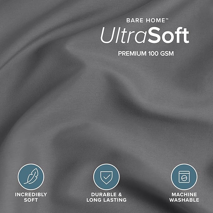 Bare Home Bedding Duvet Cover Full Size - Premium 1800 Super Soft Collection - Lightweight, Cooling - Soft Breathable Bedding Duvet Cover (Full, Grey)