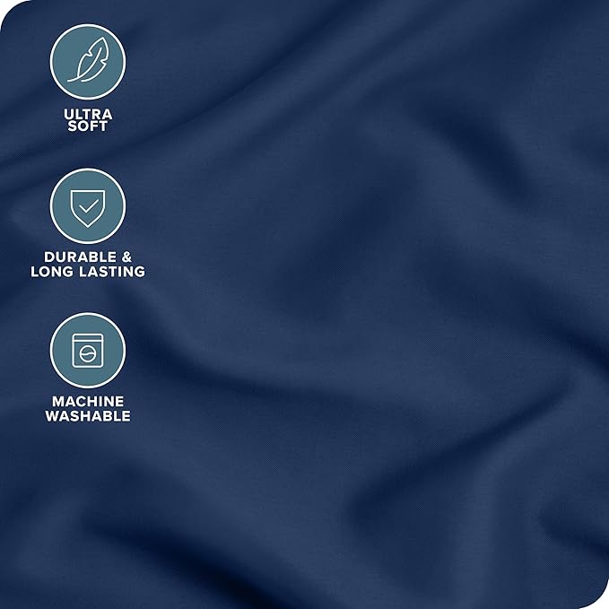Bare Home Microfiber Pillow Cases - Standard Size Set of 2 - Cooling Pillowcases - Double Brushed - Easy Care - Envelope Closure (Standard Pillowcase Set of 2, Dark Blue)