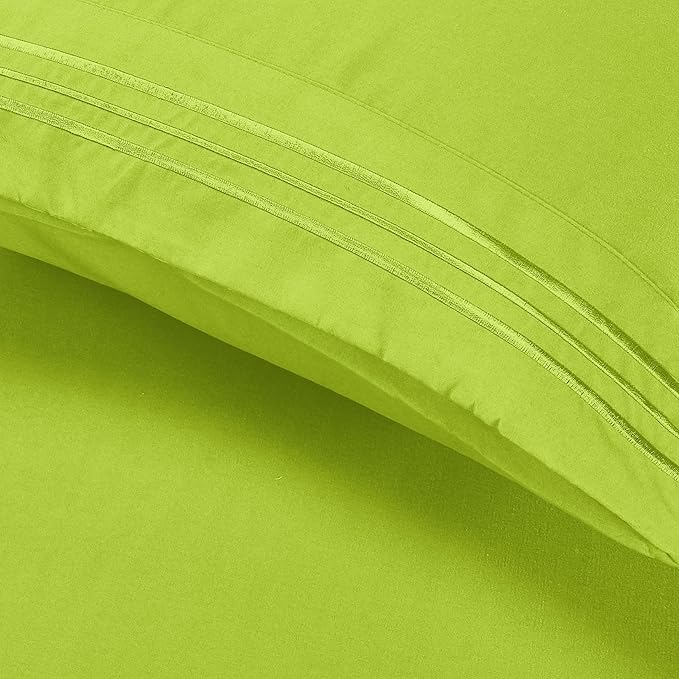 Elegant Comfort Luxury Ultra-Soft 2-Piece Pillowcase Set - 1500 Premium Hotel Quality Microfiber Double Brushed - Wrinkle Resistant, Standard/Queen, Lime