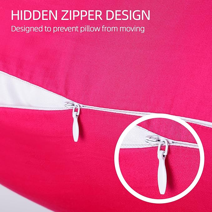 400 Thread Count Cotton Pillow Case Queen with Zipper, 30" L x 20" W, Cotton Pillow Protectors Cover- Set of 2 - Hot Pink - Pillows Not Included
