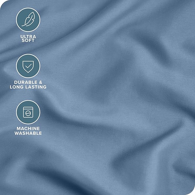 Bare Home Microfiber Bulk Pillow Cases - Standard/Queen Size Set of 4 - Cooling Pillowcases - Double Brushed - Coronet Blue Pillowcases 4 Pack - Easy Care (Standard - 4 Pack, Coronet Blue)