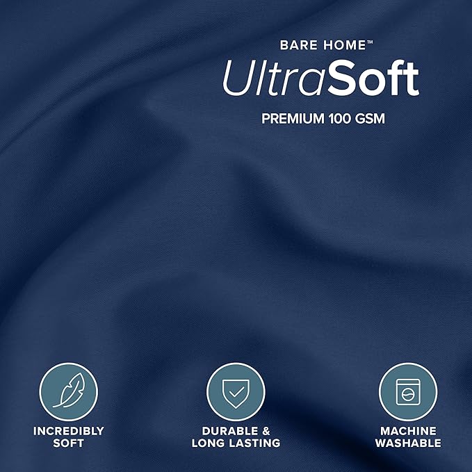 Bare Home Bedding Duvet Cover King Size - Premium 1800 Super Soft Collection - Lightweight, Cooling - Soft Breathable Bedding Duvet Cover (King, Dark Blue)