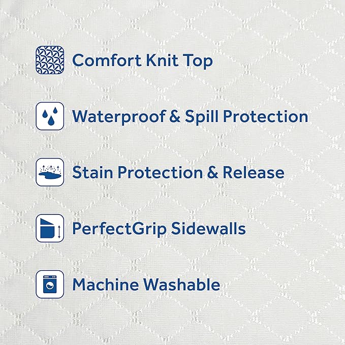 Sealy Spot and Stain Protection and Release Waterproof Fitted Mattress Protector King Size Comfort Soft Knit Top Sidewalls Stretch Fits Mattresses 15 Deep Machine Washable Mattress Cover (White)
