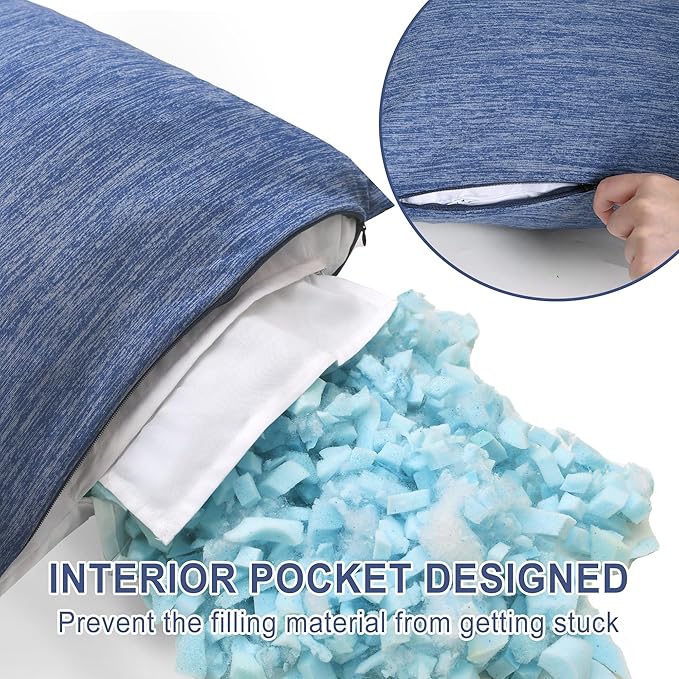 DWCN Memory Foam Body Pillow – Cooling Breathable & Supportive Full Length Pillow for Side Sleepers, Pregnancy, Leg & Back Pain Relief, 20x54 Inch Blue