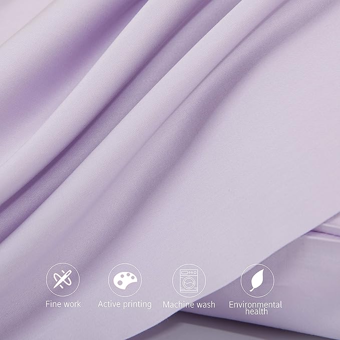 NTBAY Egyptian Cotton King Pillowcases - Set of 2, 500 Thread Count Cotton Pillowcases - Soft and Breathable Envelope Closure Pillow Cases - 20x36 Pillow Covers for Bed, Light Purple