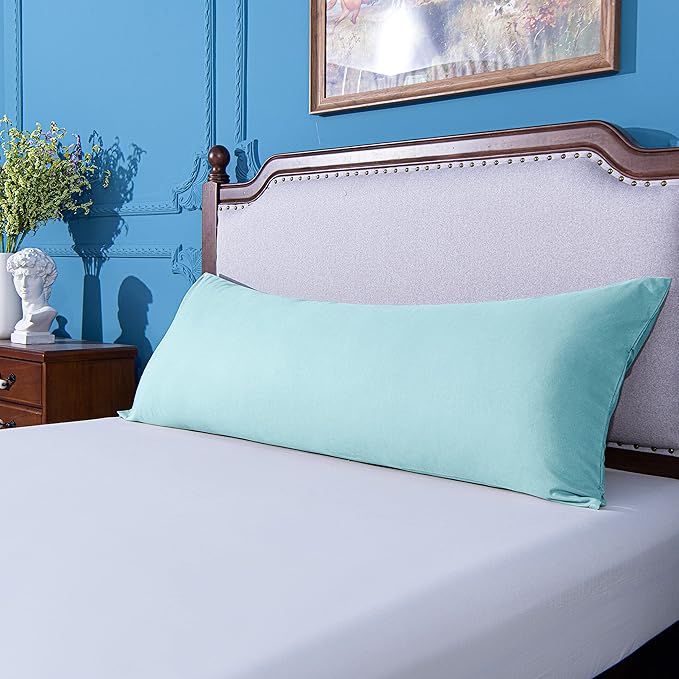NTBAY Body Pillowcase - Brushed Microfiber 20x54 Pillowcase - Soft, Wrinkle-Free, Fade-Resistant, Stain-Resistant, Aqua Body Pillow Cover with Envelope Closure - 20x54 Inches, Aqua