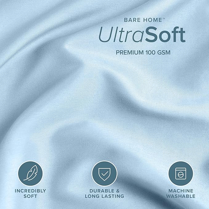 Bare Home Bedding Duvet Cover King Size - Premium 1800 Super Soft Collection - Lightweight, Cooling - Soft Breathable Bedding Duvet Cover (King, Light Blue)