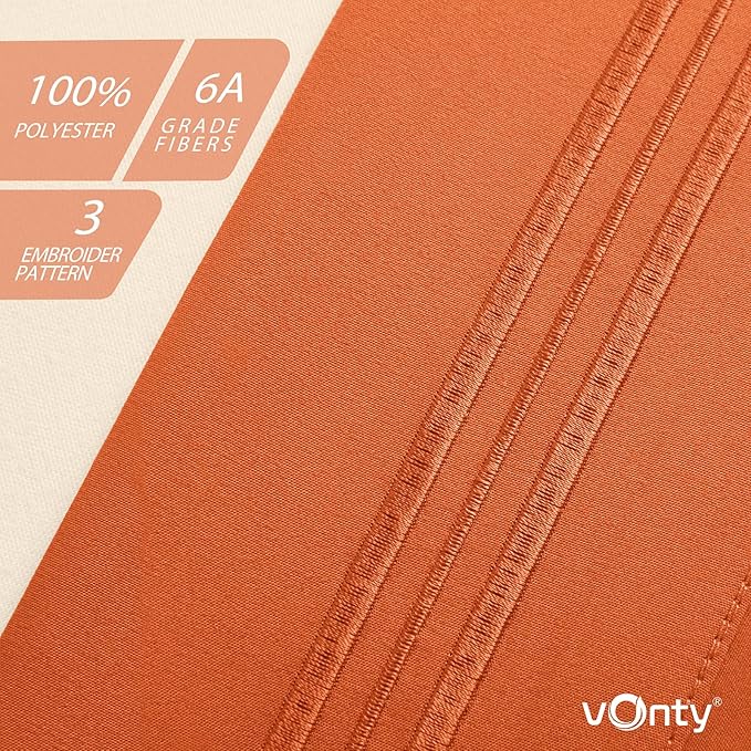 Vonty 2 Pack Queen Pillow Cases - 20x30 Inch, 1800 Thread Count Microfiber Pillowcases Queen Size Burnt Orange Pillow Cases Luxury & Soft Embroidered Bed Pillow Covers with Envelope Closure