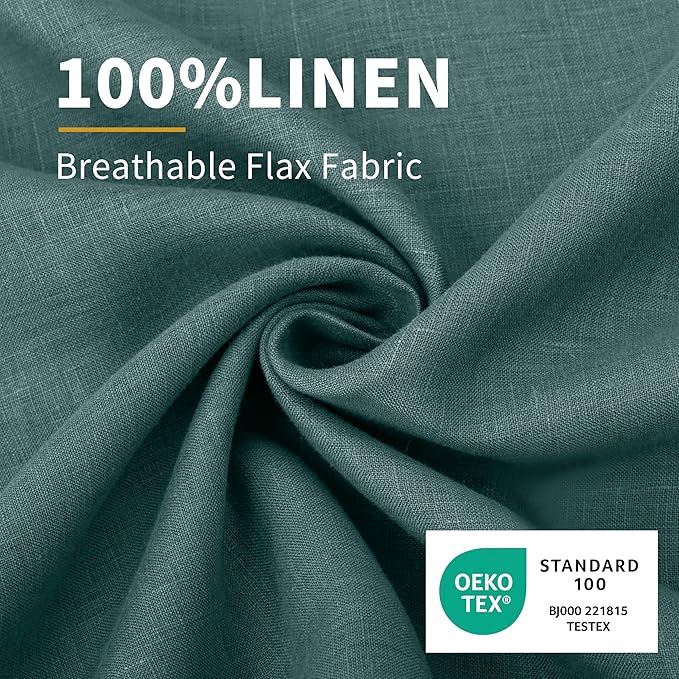 CHUFFED Linen Pillowcases 2 Pack 100% Linen Standard Pillow Cases, Breathable and Cooling Washed Pillowshams with Zipper Closure, 20x36 Inches,Aqua