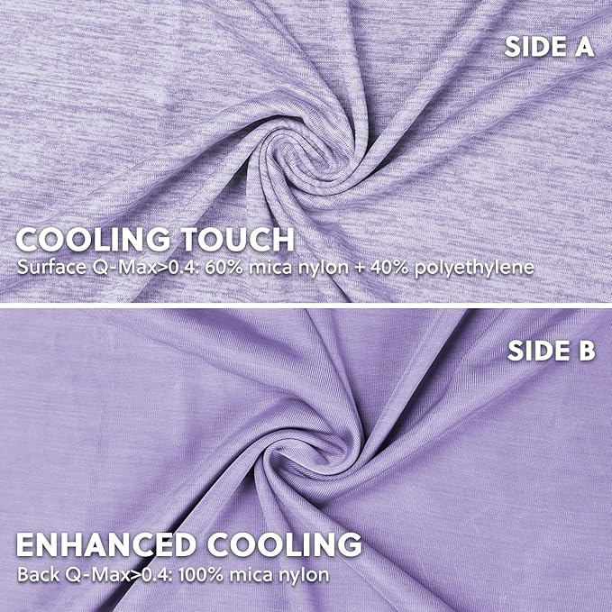 HOMFINE Cooling Pillowcases King Size - Double Side Q-Max 0.439 Cooling Fiber for Pillow Protector, Breathable Cold Pillow Cover for Hot Sleeper Night Sweat, Hidden Zipper, 2 Pack (20"x36", Purple)