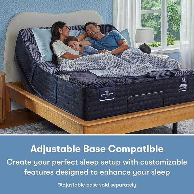 Serta Perfect Sleeper X - Prescott 14" Plush King Hybrid Mattress - 5 Support Zones and Cooling Tech for a Restorative Sleep - 100 Night Trial, CertiPUR-US Certified