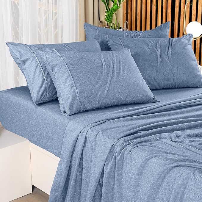 Utopia Bedding California King Size Sheet Set – 4 Piece Bed Sheets, Soft and Breathable Microfiber, Includes 1 Fitted Sheet, 1 Flat Sheet and 2 Pillowcases – Oeko Tex (Heather Navy)