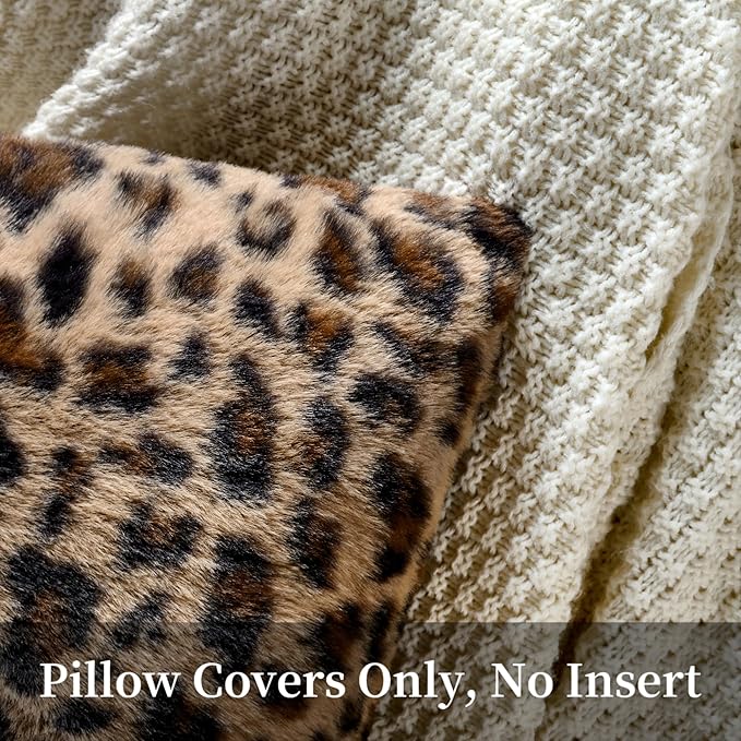 GALMAXS7 Cheetah Pillow Covers 12x20 Faux Fur Throw Pillow Covers Set of 2 Leopard Couch Pillow Covers Fluffy Soft Decorative for Home Living Room Bedroom