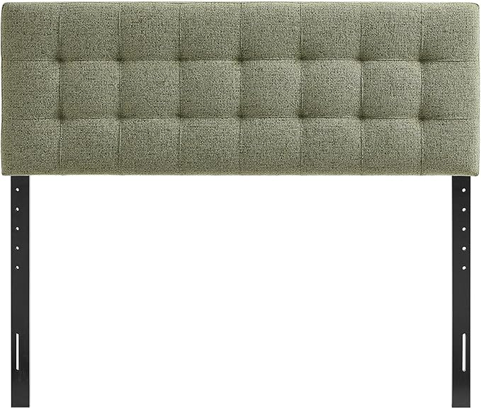 Modway Lily Full Size Headboard with Biscuit Tufting in Leaf - Fabric Upholstery with Padded Design and 5 Height-Adjustable Mounts