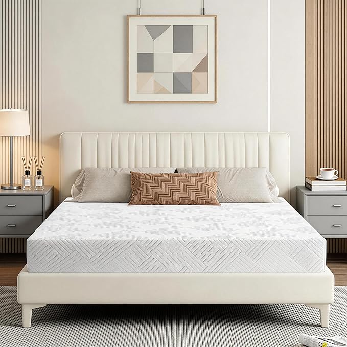 8 Inch Queen Size Memory Foam Mattress, Gel Cooling Bed Mattress with Breathable and Removable Cover, Medium Firm for Pressure & Pain Relief, In a Box | Fiberglass Free | CertiPUR-US Certified