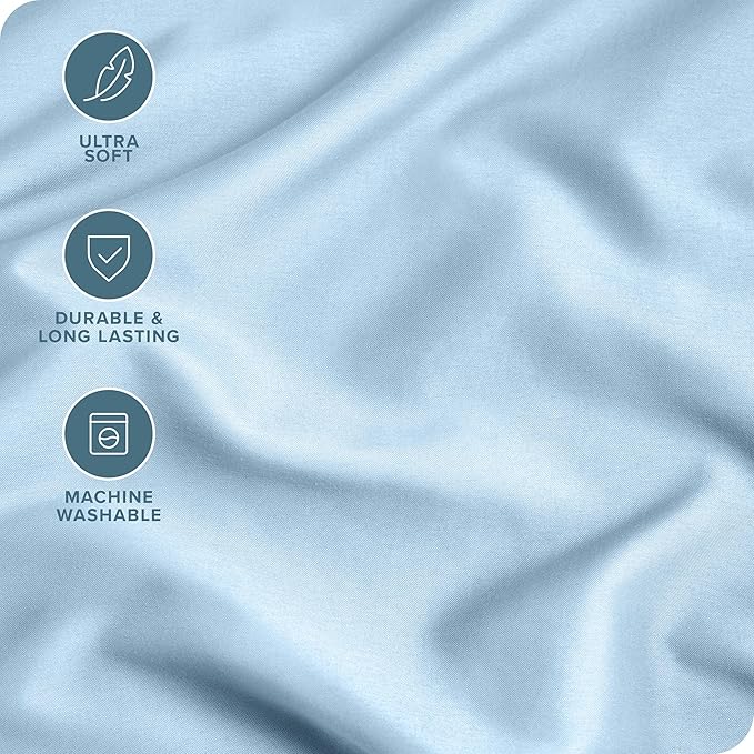 Bare Home Microfiber Bulk Pillow Cases - Standard/Queen Size Set of 4 - Cooling Pillowcases - Double Brushed - Light Blue Pillowcases 4 Pack - Easy Care (Standard - 4 Pack, Light Blue)