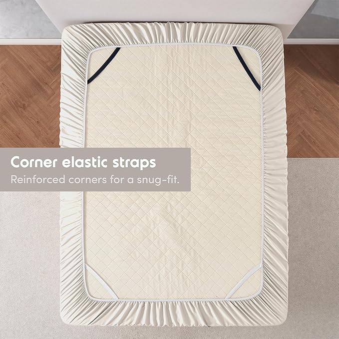 Nestl 2 Pack Linen Fitted Sheet Extra Deep Pocket, Hotel Luxury FullFitted Sheet Only Easily Fits 18 to 24 Inch Mattress, Super Soft, Wrinkle-Free and Breathable with Corner Straps