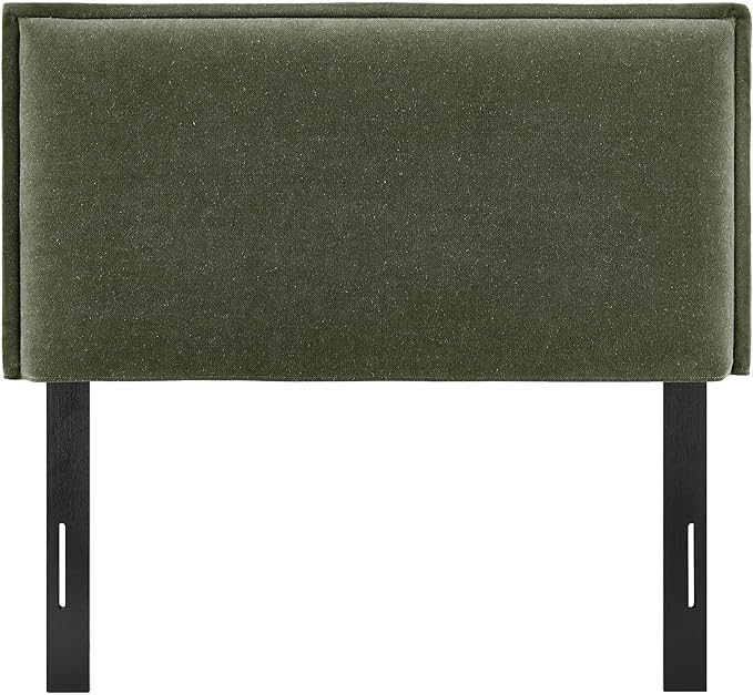 Modway Camille Twin Size Upholstered Linen Blend Headboard with Removable Slipcover – in Sage - Padded Pillow Style Headboard with Adjustable Mounting for Twin Beds