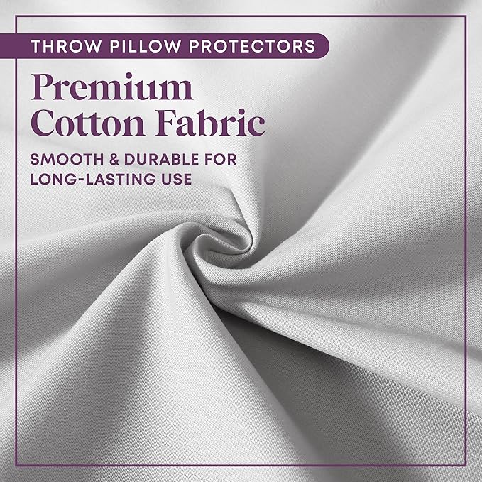 CIRCLESHOME Throw Pillow Protectors - 100% Cotton Breathable Pillowcases - 20 X 20 Square Pillowcases - Protects Pillows from Dirt, Dust and Debris (Square Pillow - 4 Pack- 20x20)