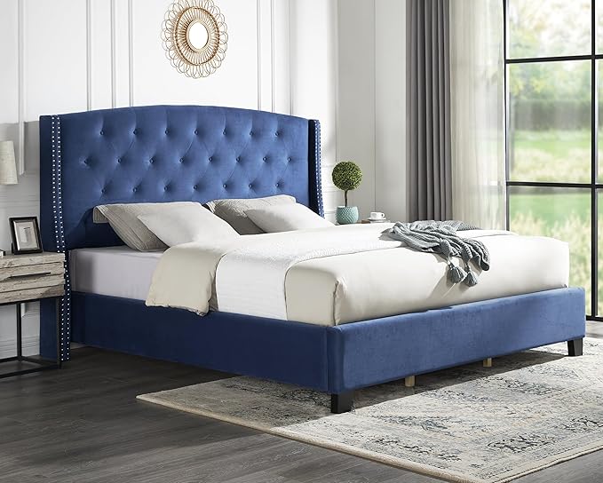 Roundhill Furniture Summit Platform, King, Blue