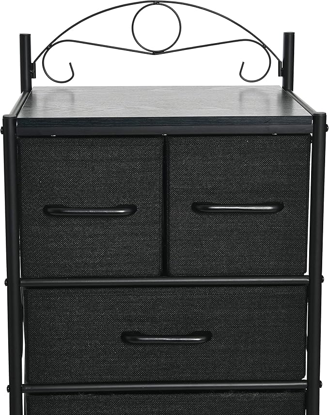 Household Essentials Black Oak & Iron Eight-Drawer Tower
