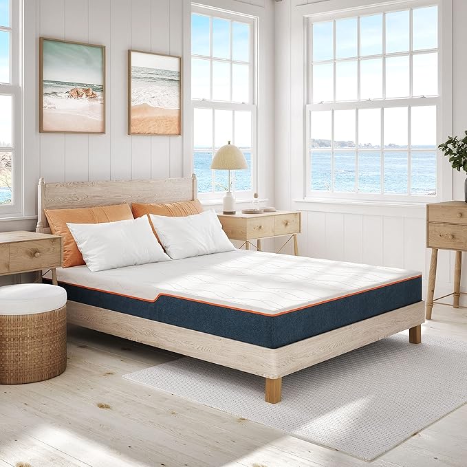 Nautica Home Enliven 8" Medium Gel Memory Foam Mattress with Cooling Air Flow and Pressure Relieving Foam Layers, Bed-in-a-Box, Full,White