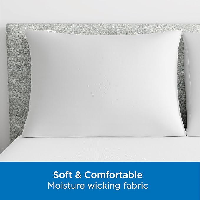 AllerEase Maximum Pillow Protector Particle Barrier Soft Comfortable Machine Washable Zippered Pillow Cover, White King Size, 2 Pack White