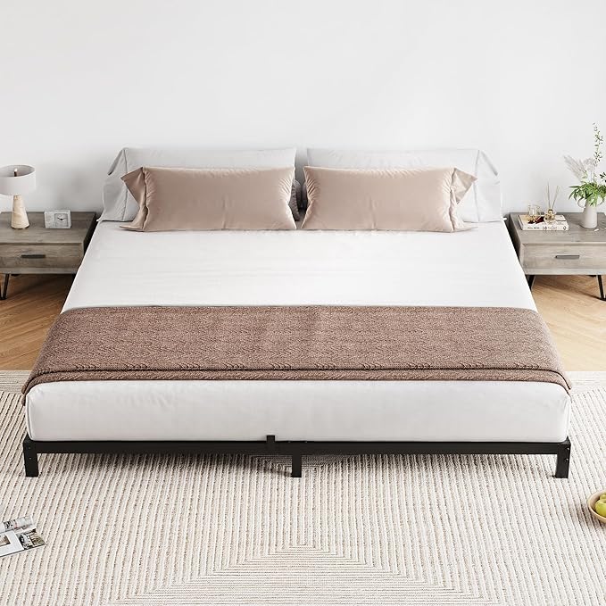 IDEALHOUSE 6 Inch California King Bed Frames with Under Bed Storage, Heavy Duty Mattress Foundation, Easy Assembly, No Box Spring Needed,84''Dx72''Wx6''H Platform Bed for Bedroom, Apartment, Metal