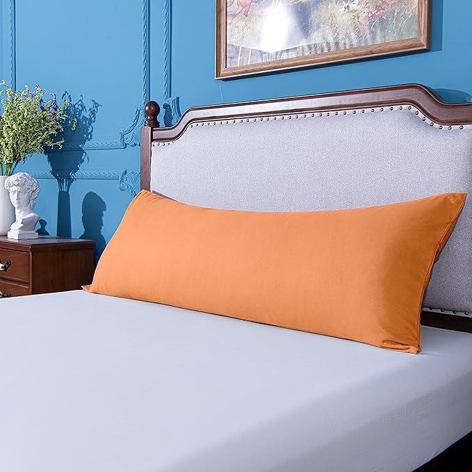 NTBAY Body Pillowcase - Brushed Microfiber 20x54 Pillowcase - Soft, Wrinkle-Free, Fade-Resistant, Stain-Resistant, Pale Orange Body Pillow Cover with Envelope Closure - 20x54 Inches, Pale Orange