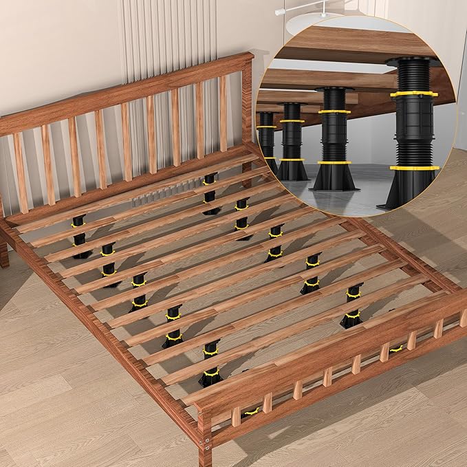 Wlrrcwdttc 2 Pcs Adjustable Height Bed Support Legs, 8.5-13 inch, Black Plastic, Bed Frame/Bed Center Slat Support, Reinforcement Parts