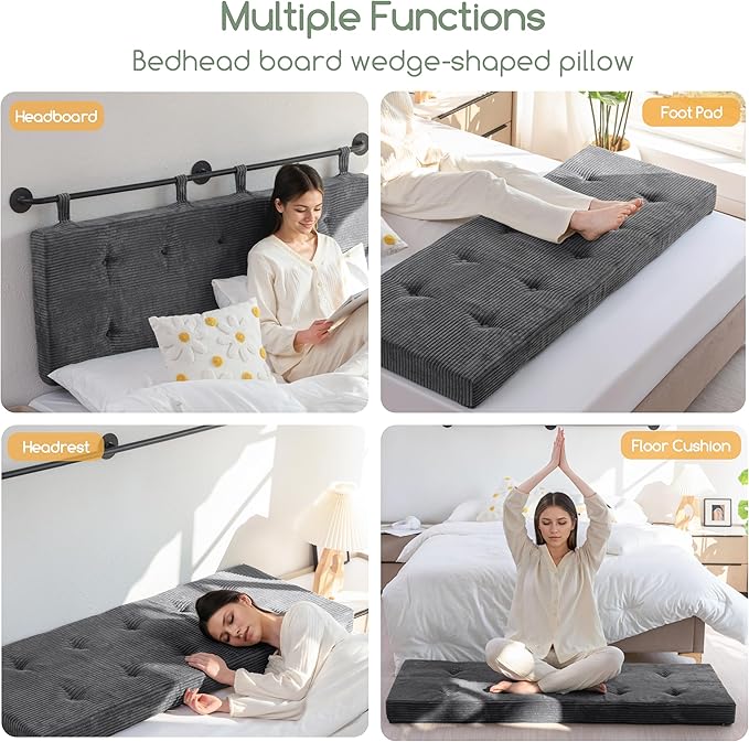 HIGOGOGO Wall Mounted Headboards for King Size Bed, Hanging Head Board Wall with Button Tufting, Adjustable Height Headboard for Bedroom,Darkgrey
