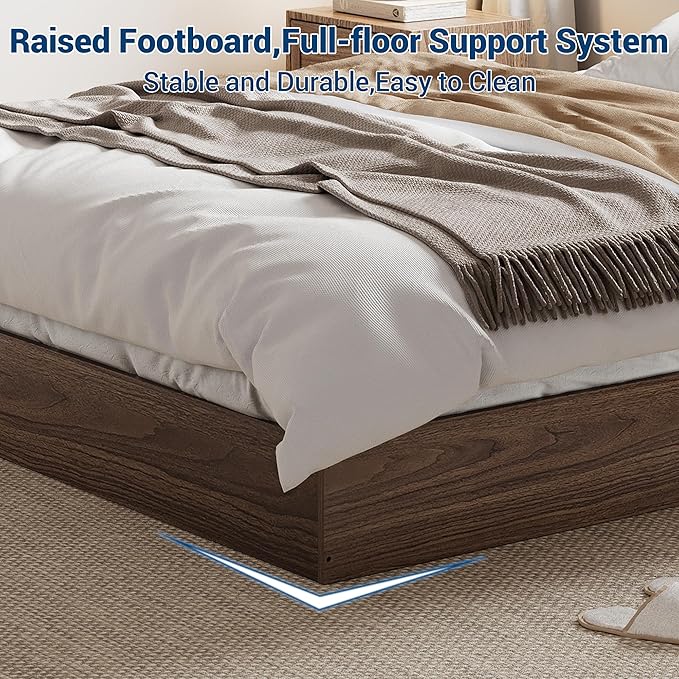GarveeHome Full Size Wood Platform Bed Frame, Wooden Bed Frame Without Headboard, Wood Slat Support, No Box Spring Needed, Easy Assembly