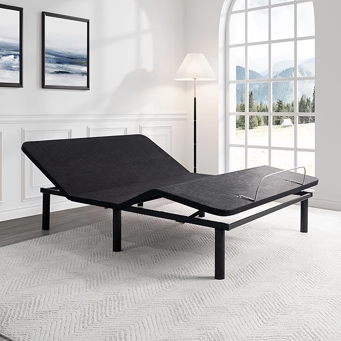 Naomi Home Serenity Full Size Adjustable Bed Frame with Wireless Remote Ergonomic Head and Foot Incline Electric Bed Frame Easy Assembly Smart Frame Full Ideal for Snoring Relief and Enhanced Comfort