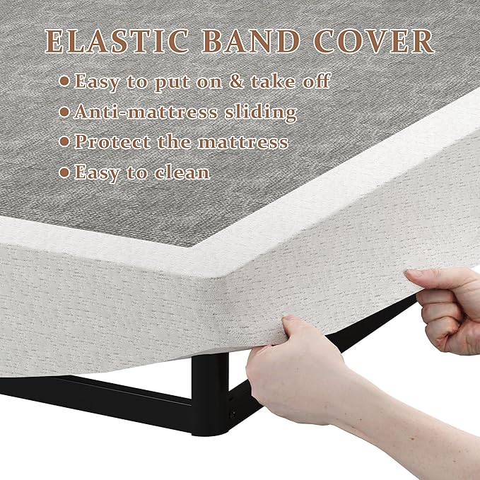SHOANED Twin Size Box Springs - 5 Inch Low Profile Mattress Foundation No Noise Heavy Duty Metal Basics Bed Base with Clean Fabric Cover, Easy Assembly