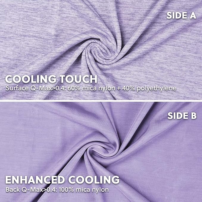 HOMFINE Cooling Pillowcase Body Size - Double Side Q-Max 0.439 Cooling Fiber for Pillow Protector, Breathable Long Cold Pillow Cover for Hot Sleeper Night Sweat Hidden Zipper, 1 Pack (20"x54", Purple)