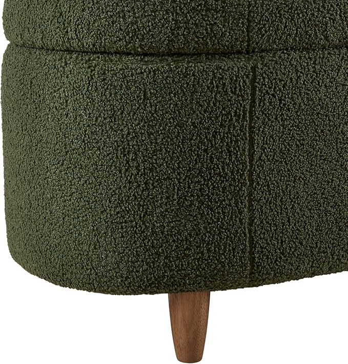 Bailey Boucle-Style Curved Storage Accent Bench