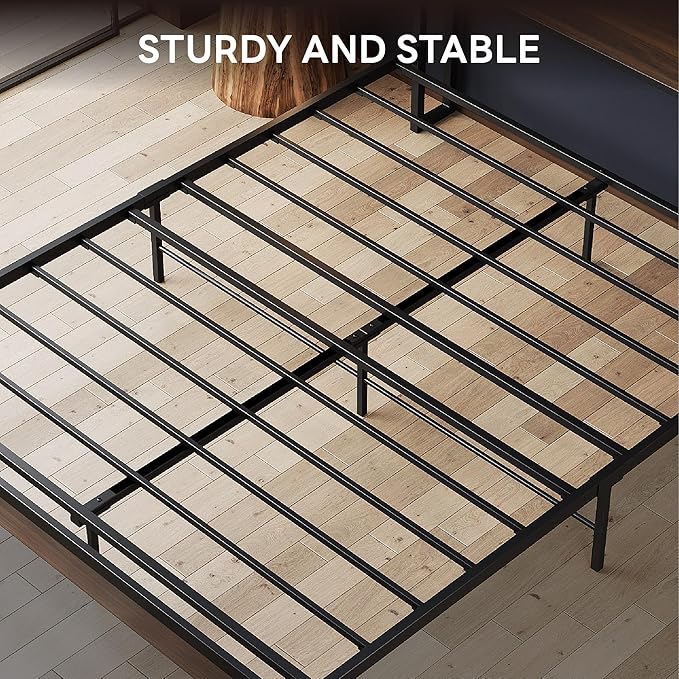 LIKIMIO Full Bed Frame with Headboard, Dark Wood Camas Full with Strong Supports, Sturdy, Noise-Free, No Box Spring Needed, Dark Walnut