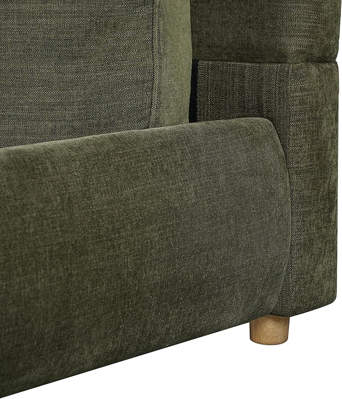 Merax King Size Boucle Fabric Upholstered Platform Bed with Two Removable Pillow Headboard, Wood Bed Frame with Solid Round Legs for Kids Teens Adults, Olive Green