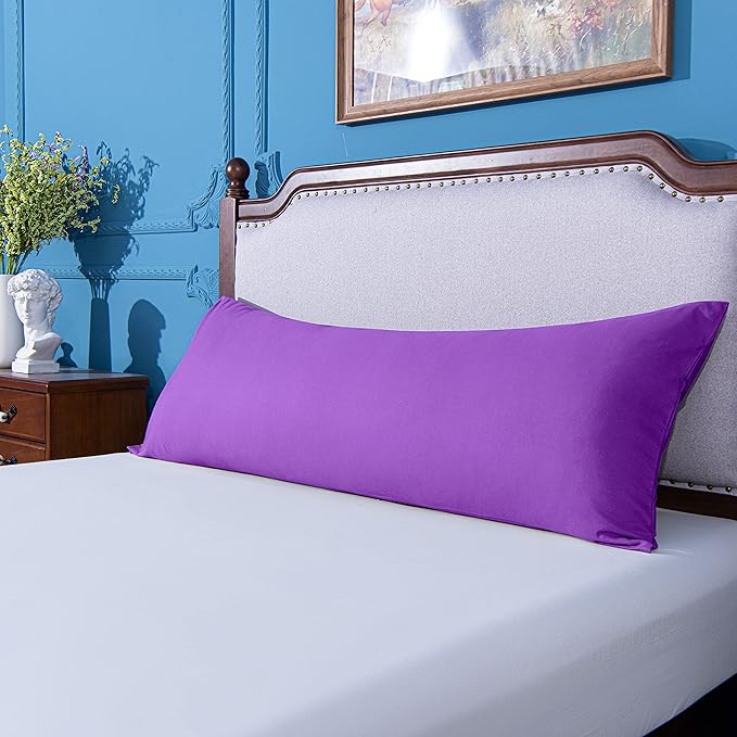 NTBAY Body Pillowcase - Brushed Microfiber 20x54 Pillowcase - Soft, Wrinkle-Free, Fade-Resistant, Stain-Resistant, Purple Body Pillow Cover with Envelope Closure - 20x54 Inches, Purple