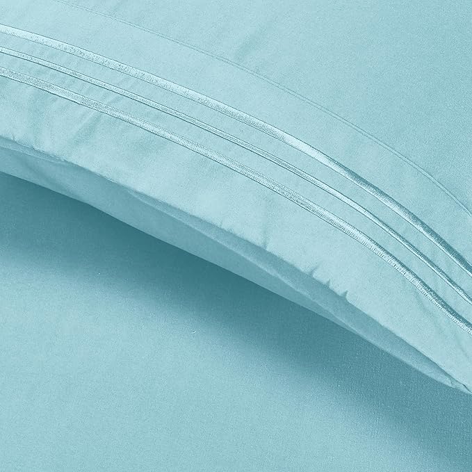 Elegant Comfort Luxury Ultra-Soft 2-Piece Pillowcase Set - 1500 Premium Hotel Quality Microfiber Double Brushed - Wrinkle Resistant, King Size, Aqua Blue