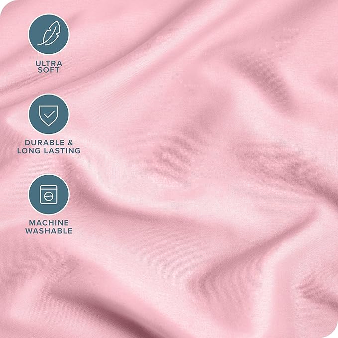 Bare Home Microfiber Pillow Cases - Standard/Queen Size Set of 2 - Cooling Pillowcases - Double Brushed - Light Pink Pillowcases 2 Pack - Easy Care (Standard Pillowcase Set of 2, Light Pink)