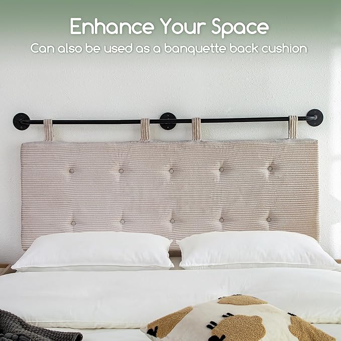 HIGOGOGO Wall Mounted Headboards for Queen Size Bed, Hanging Head Board Wall with Button Tufting, Adjustable Height Headboard for Bedroom,Grey