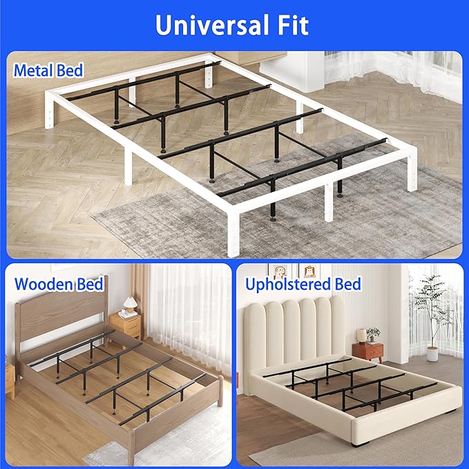 Bed Center Support with 8 Adjustable Legs - Heavy Duty Metal Middle Support Bar System for Full Queen King Cal King Wood,Upholstered,Metal Beds