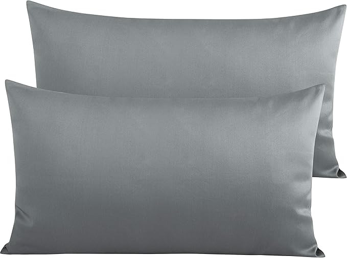 NTBAY Egyptian Cotton King Pillowcases - Set of 2, 500 Thread Count Cotton Pillowcases - Soft and Breathable Envelope Closure Pillow Cases - 20x36 Pillow Covers for Bed, Dark Grey