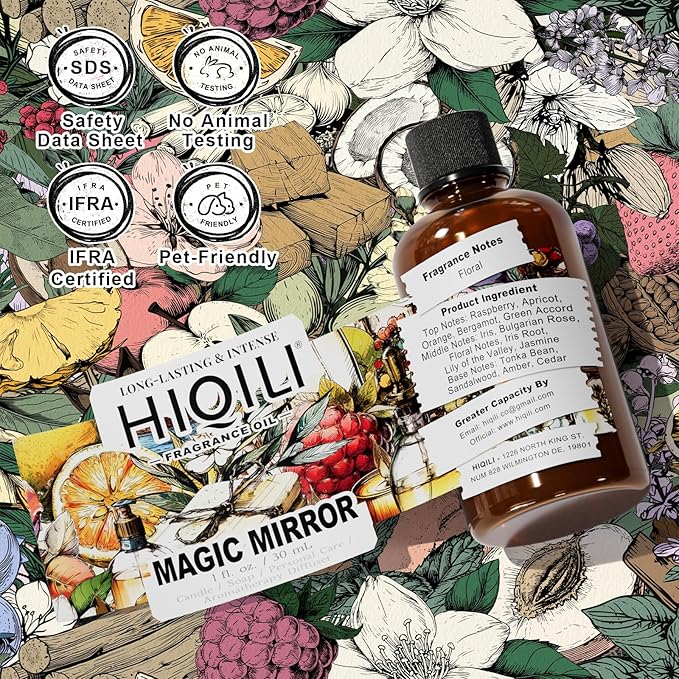 HIQILI Magic Mirror Fragrance Oil for Soap, Inspired by A.Su Ana-Sui, Candle, Women's Perfume Making, Floral Fruity Scents for Essential Oil Diffuser - 1Fl Oz