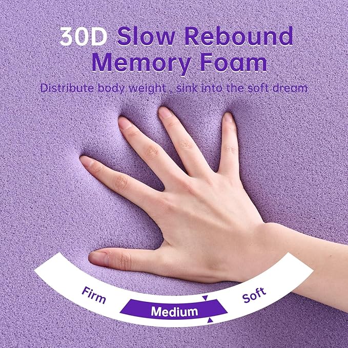 MUXHOMO 3.9 Inch 7-Zone King Mattress Topper, Egg Crate Memory Foam Mattress Topper King Size for Back Pain, Lavender Cooling Gel Infused Bed Pad, CertiPUR-US and Oeko-TEX Certification (76"×80")